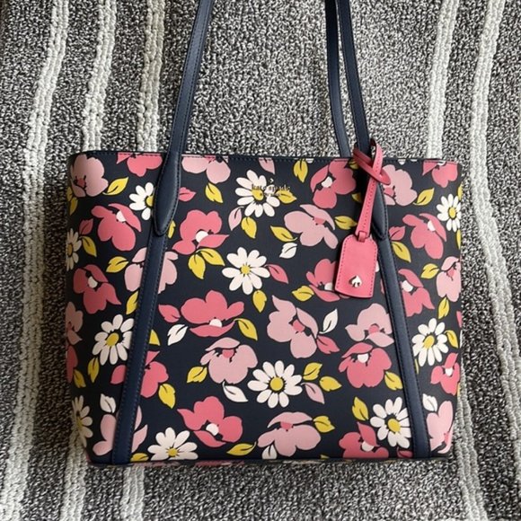 kate spade, Bags, Kate Spade Road Trip Floral Large Tote Bag Blue Multi